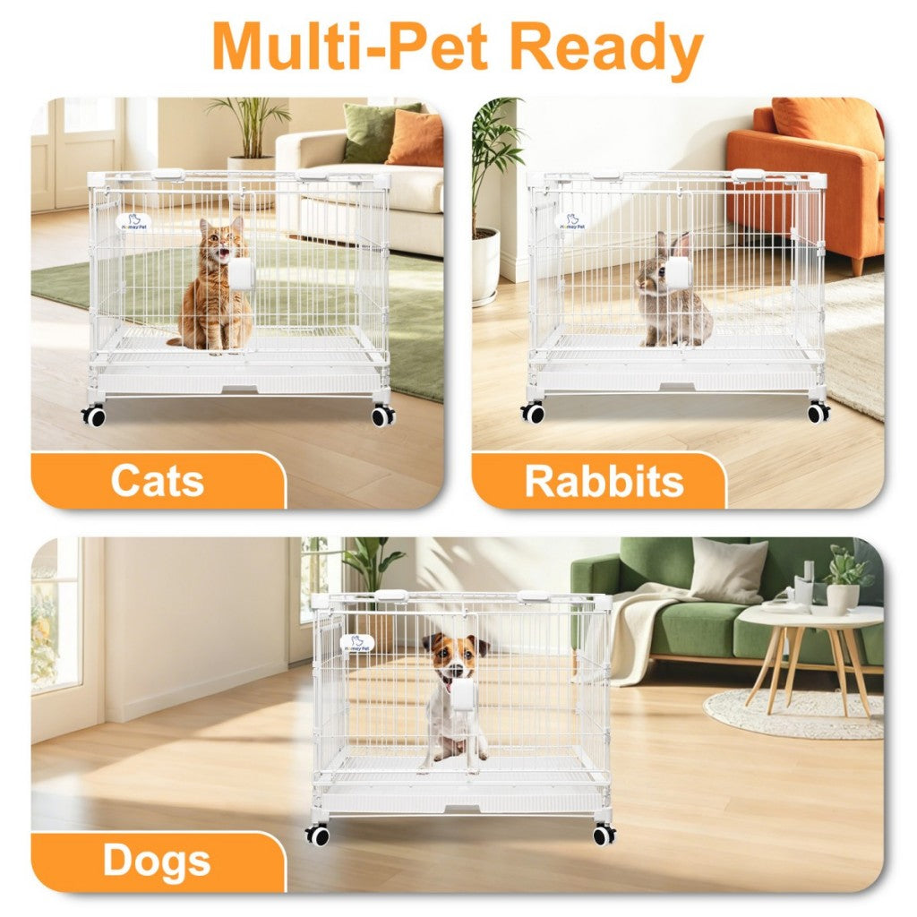 24-30" White Metal Wire Dog Crate DLS2402/DLS3002