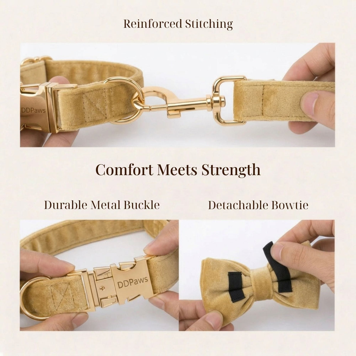Nude Velvet Personalized Dog Harness & Leash Set