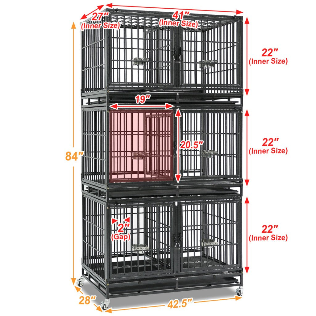 43" Three-Tier Dog Crate 43TTS