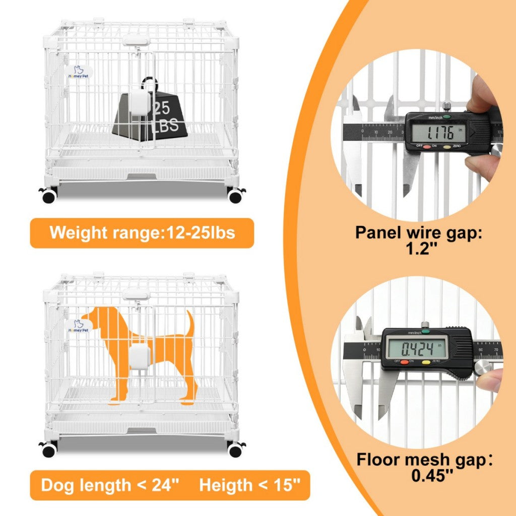 24-30" White Metal Wire Dog Crate DLS2402/DLS3002