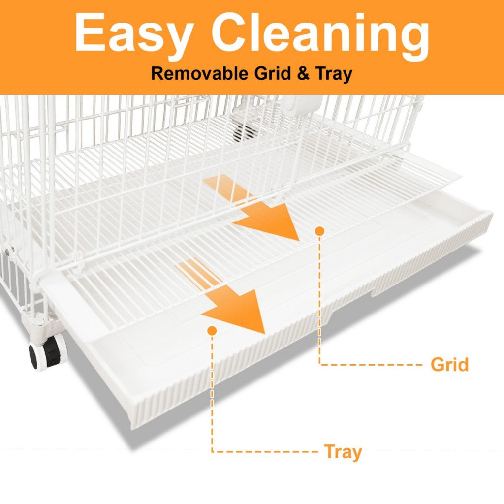 24-30" White Metal Wire Dog Crate DLS2402/DLS3002