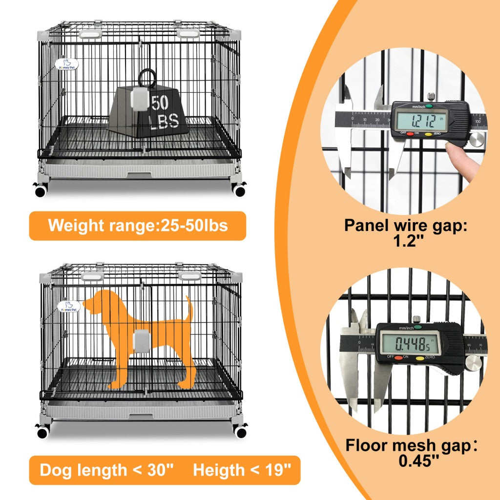 24-30" Black Metal Wire Dog Crate LS-2N01/LS-2.5N01