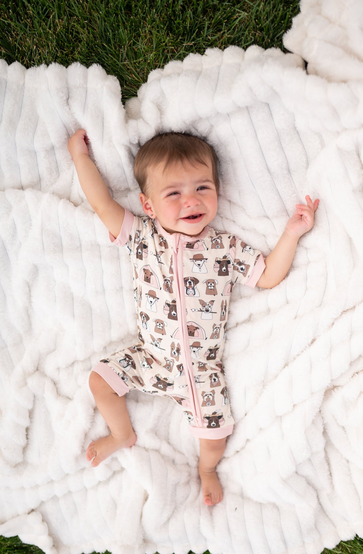 Camp Paws Bamboo Baby Romper – Pink