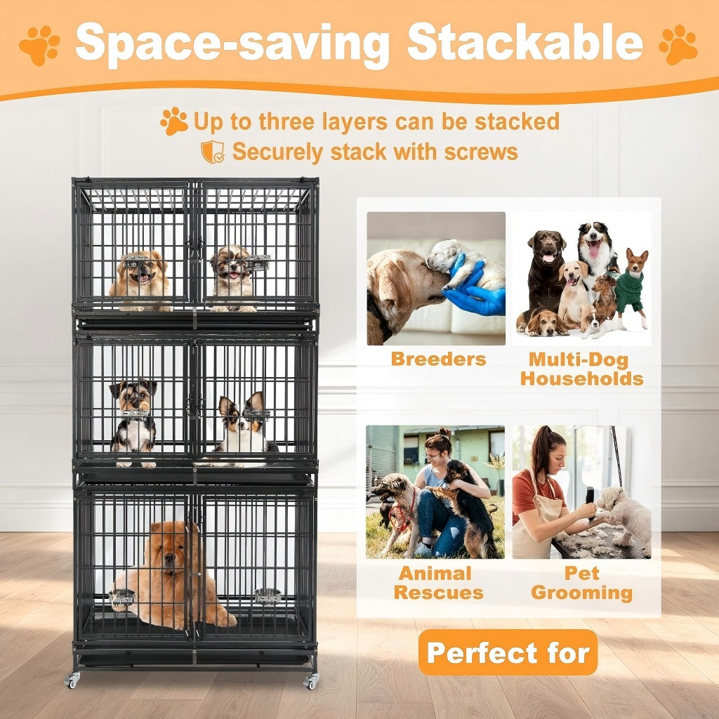 43" Three-Tier Dog Crate 43TTS