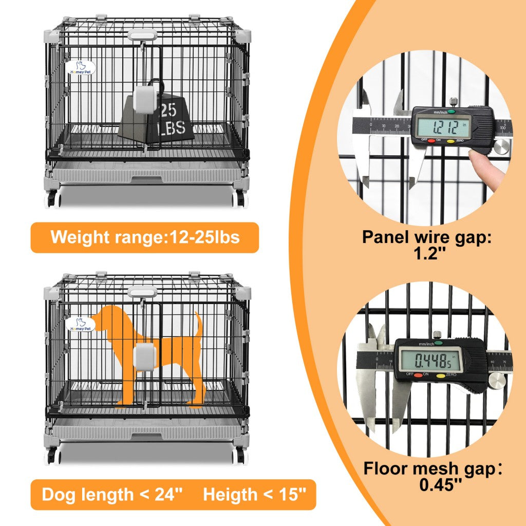 24-30" Black Metal Wire Dog Crate LS-2N01/LS-2.5N01