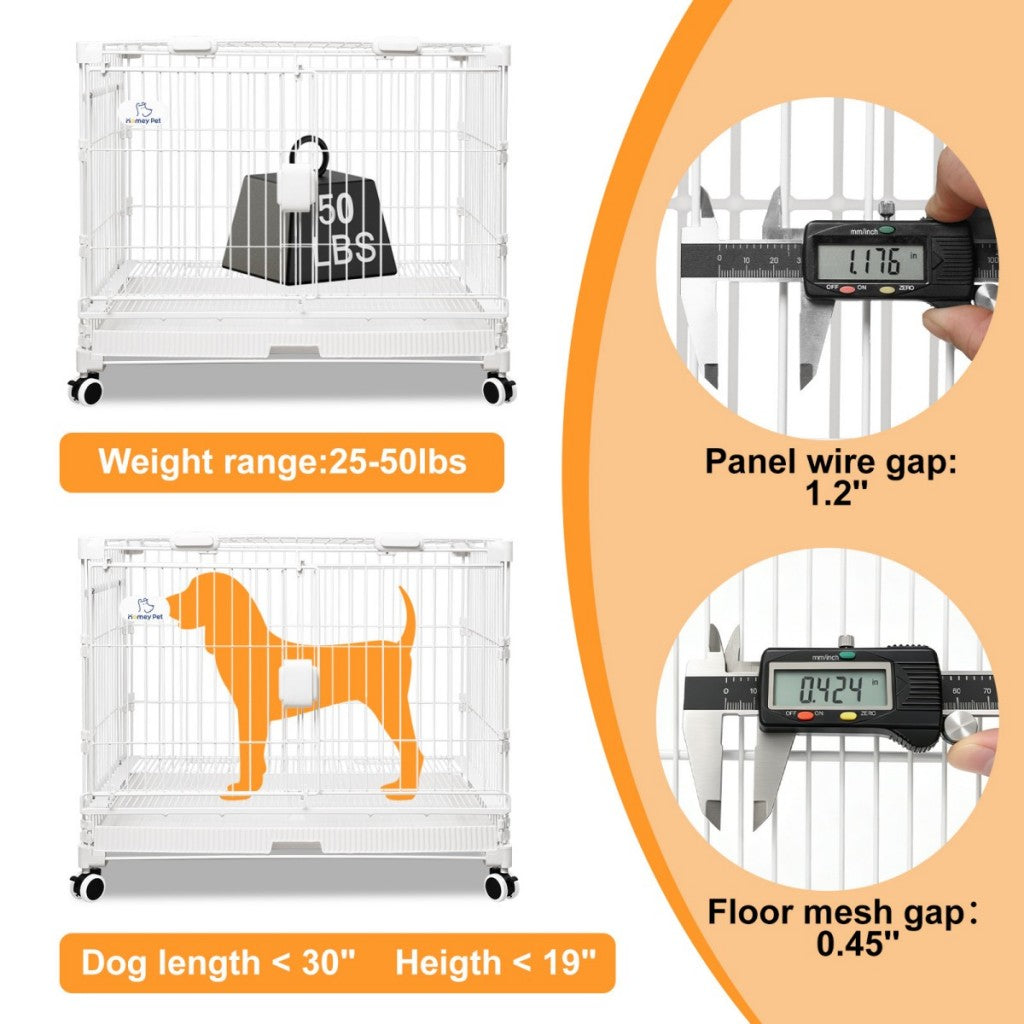 24-30" White Metal Wire Dog Crate DLS2402/DLS3002