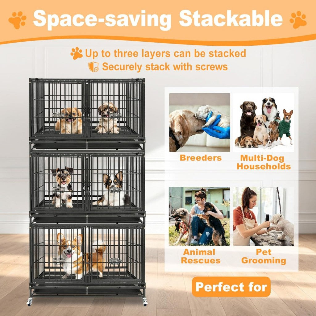 42" Stackable Dog Crate with Divider 43T (Standard Height)