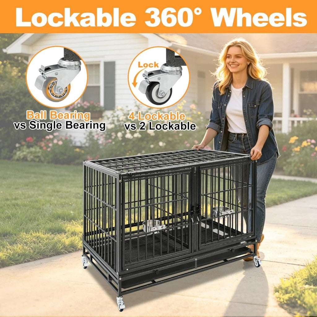 42" Stackable Dog Crate with Divider 43T (Standard Height)