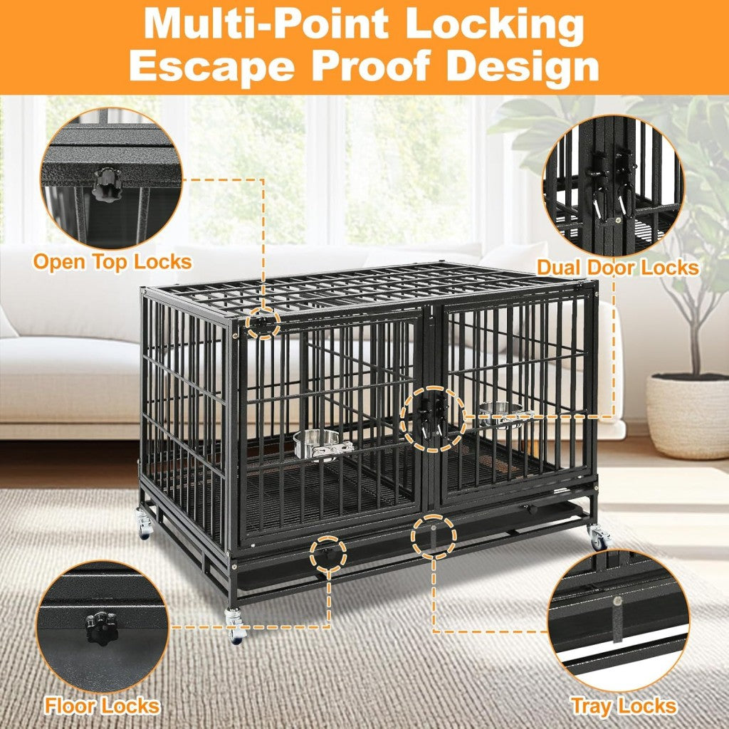 42" Stackable Dog Crate with Divider 43T (Standard Height)