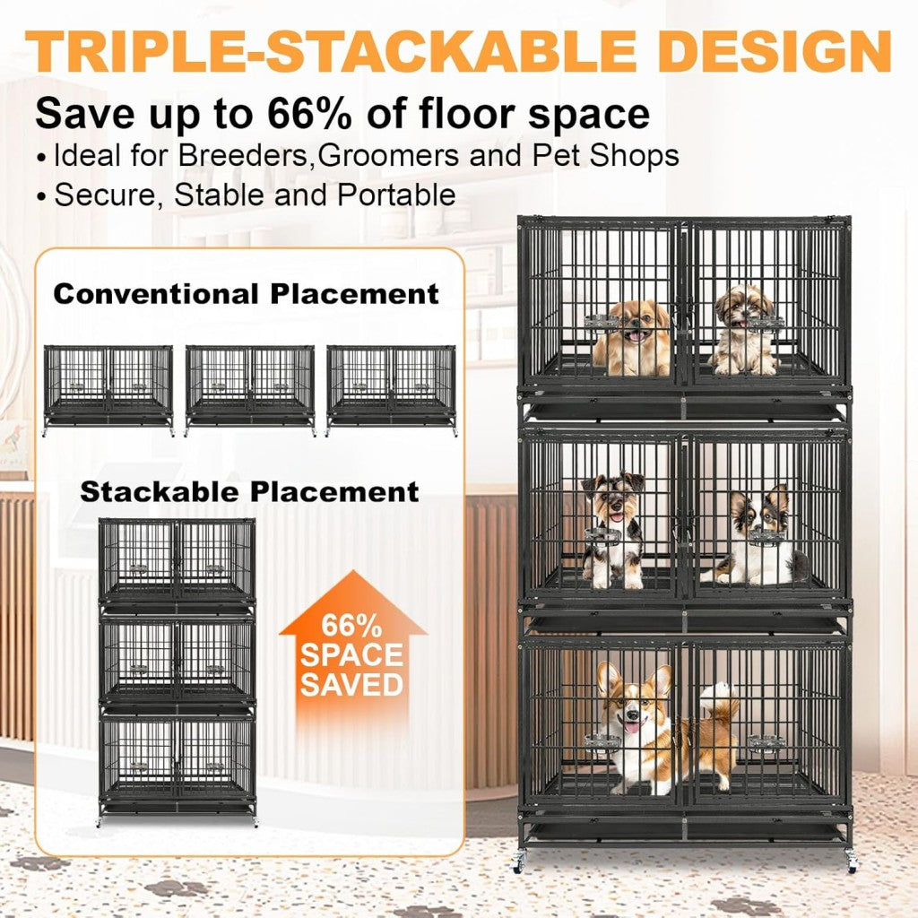 42" Stackable Dog Crate with Divider 43T (Standard Height)