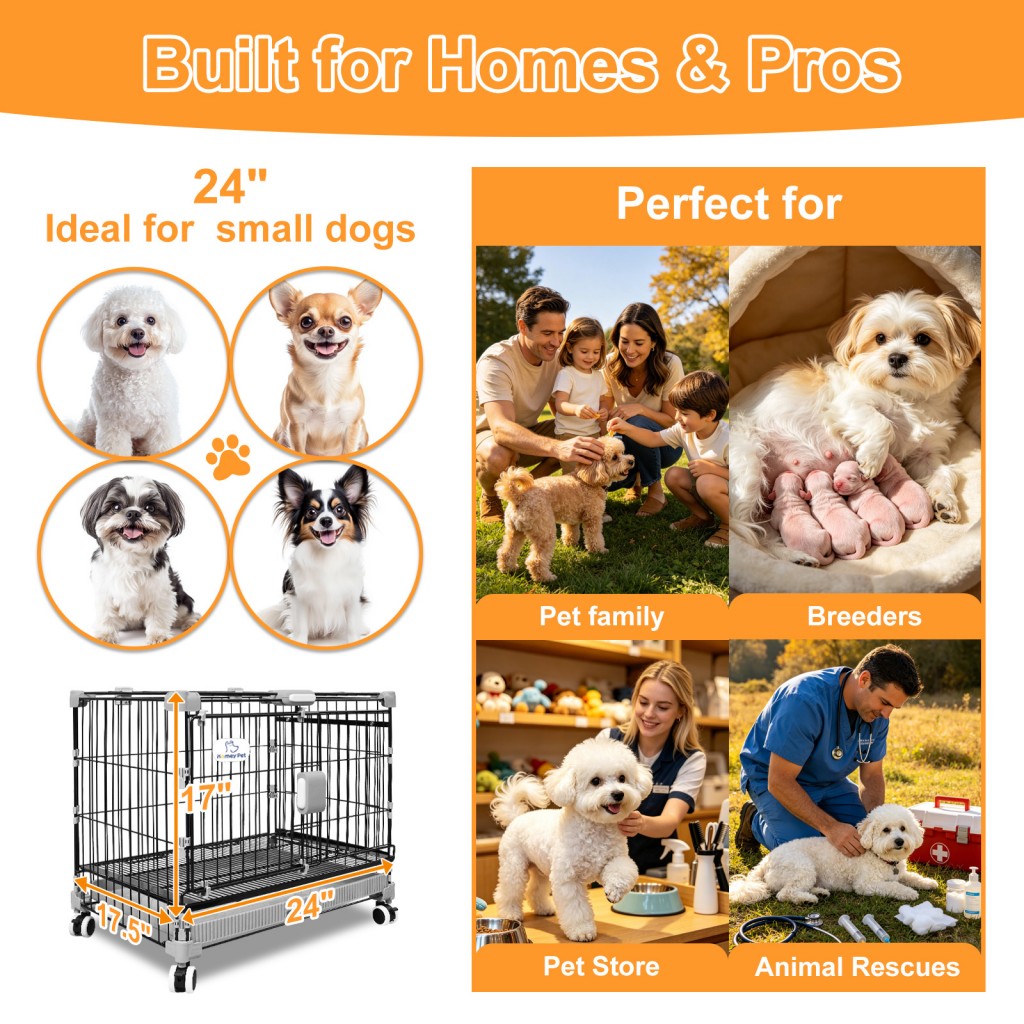 24-30" Black Metal Wire Dog Crate LS-2N01/LS-2.5N01
