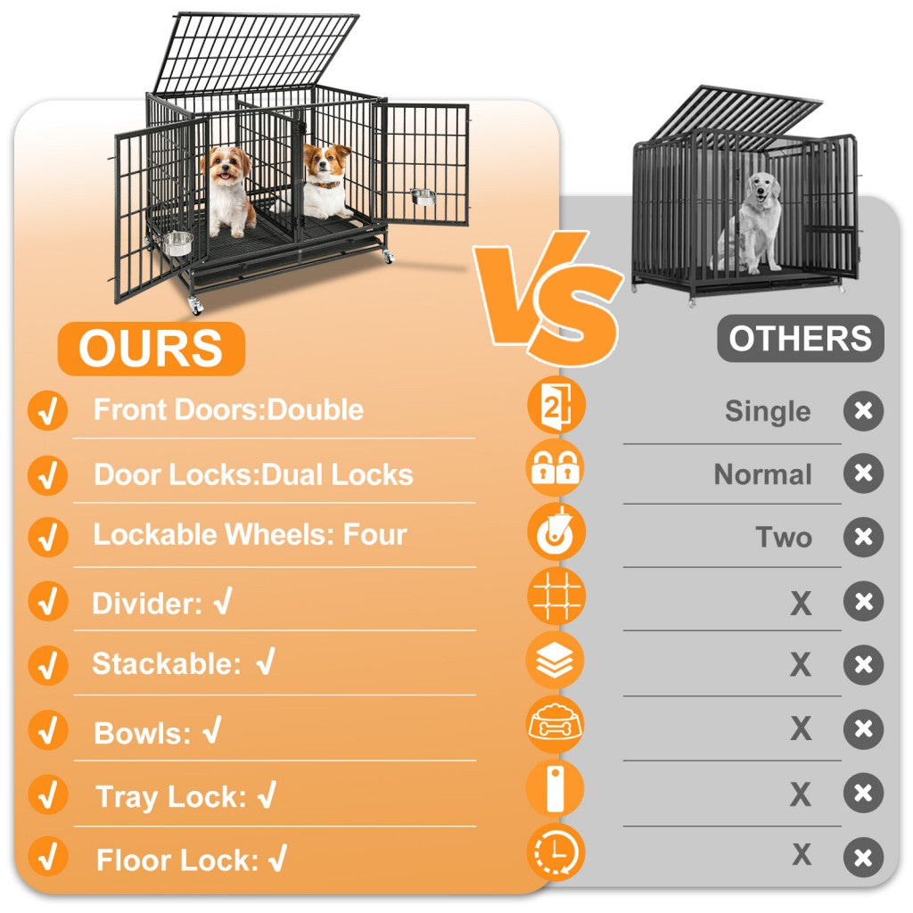 42" Stackable Dog Crate with Divider 43S (Extra Height)