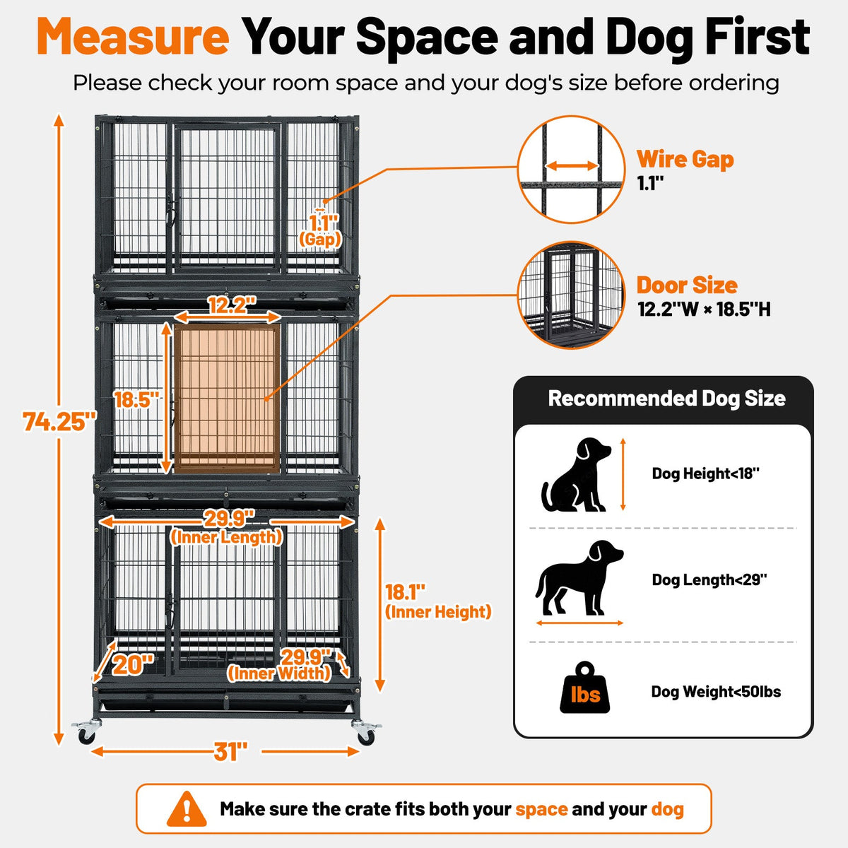 31" Stackable Dog Crate D311D01