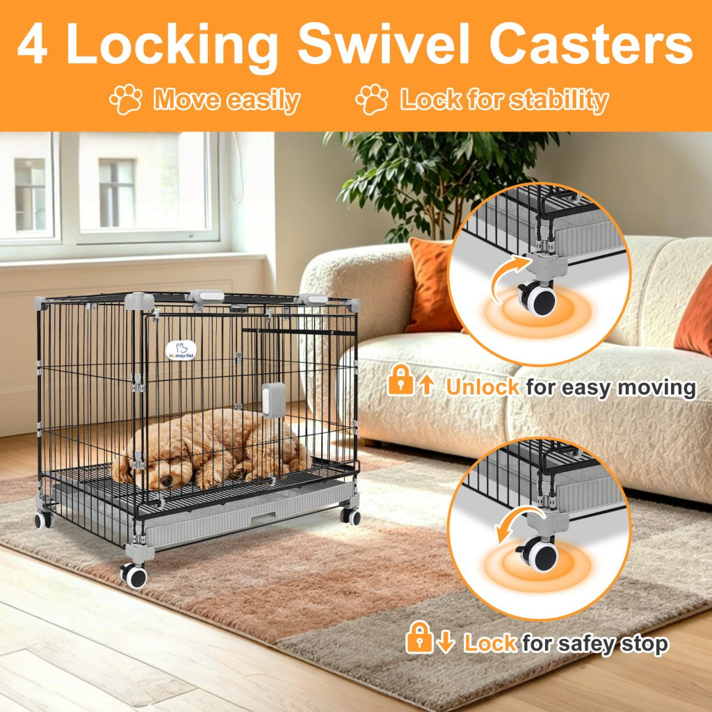 24-30" Black Metal Wire Dog Crate LS-2N01/LS-2.5N01