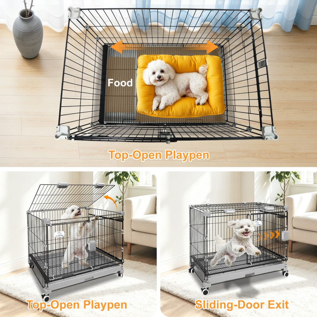 24-30" Black Metal Wire Dog Crate LS-2N01/LS-2.5N01