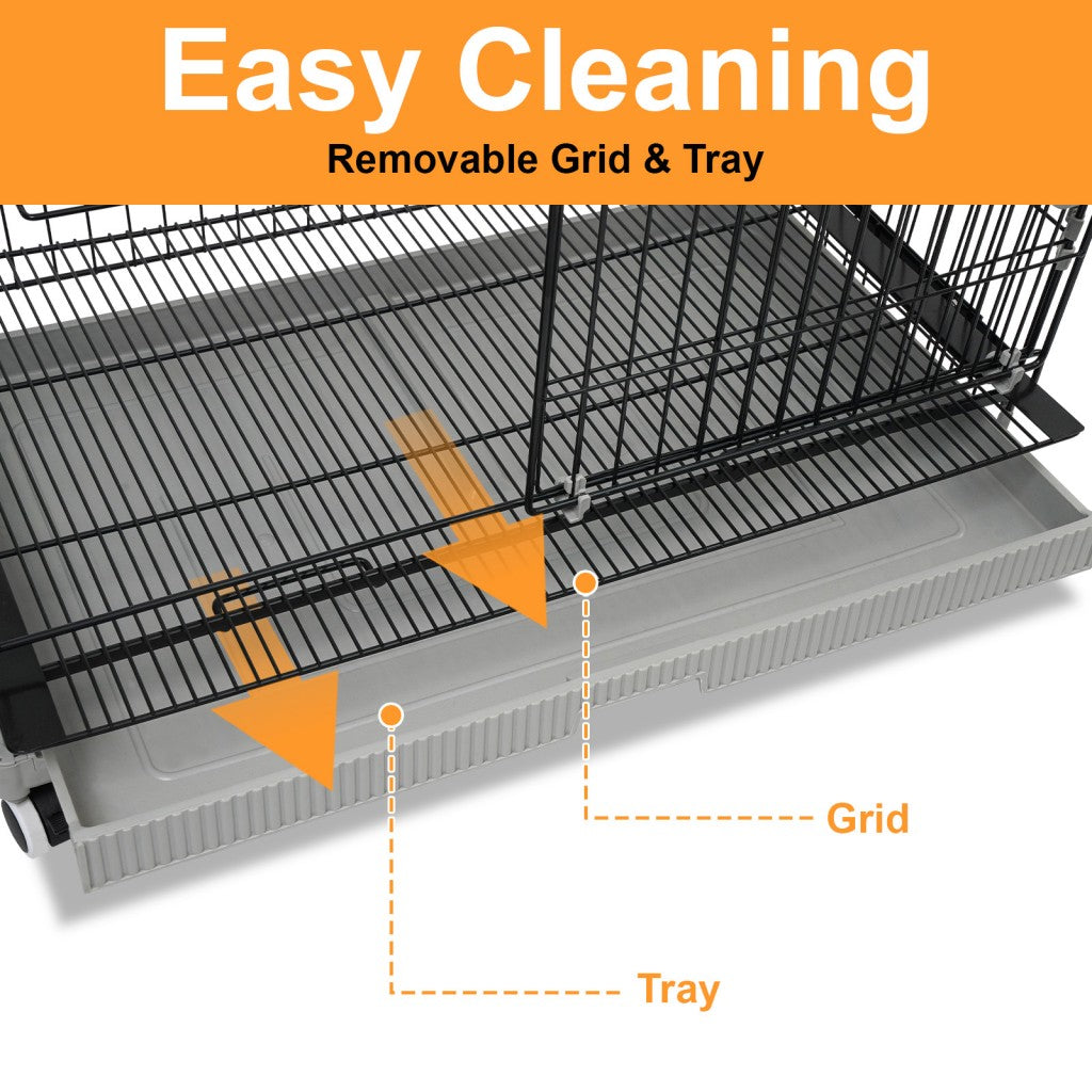 24-30" Black Metal Wire Dog Crate LS-2N01/LS-2.5N01
