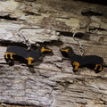 Black & Tan Dachshund Wooden Dangle Earrings | Wiener Dog Jewelry