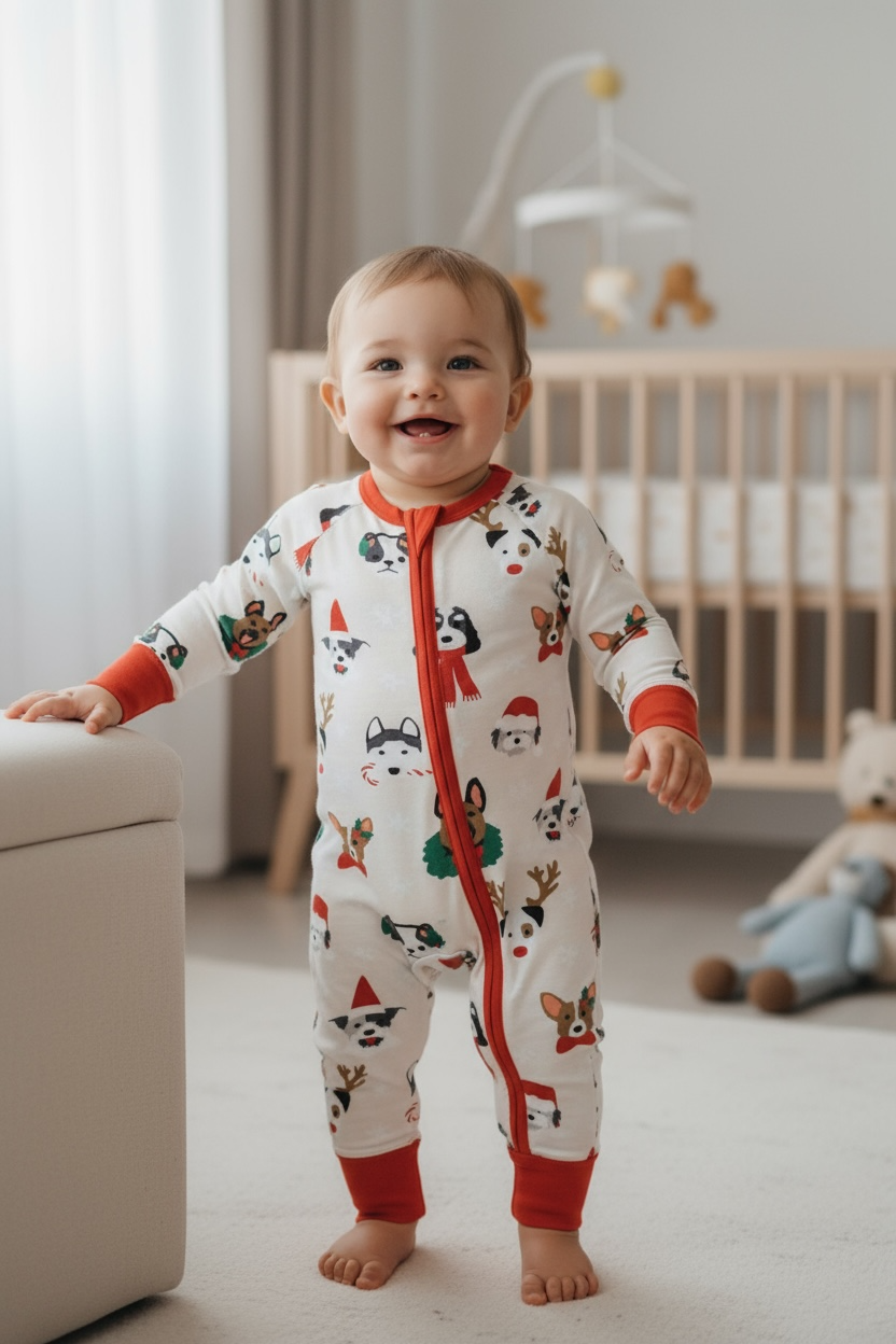 Bark The Halls (Convertible Zip Footies)