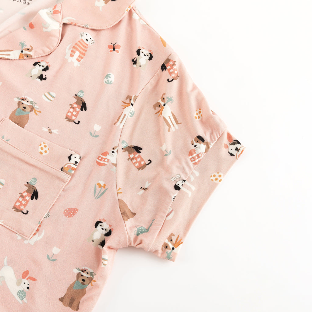 Puppy Egg Hunt (Women's Short Sleeve PJ) - Pink