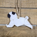 Origami Pug Wooden Christmas Ornament | Cute Dog Holiday Decor