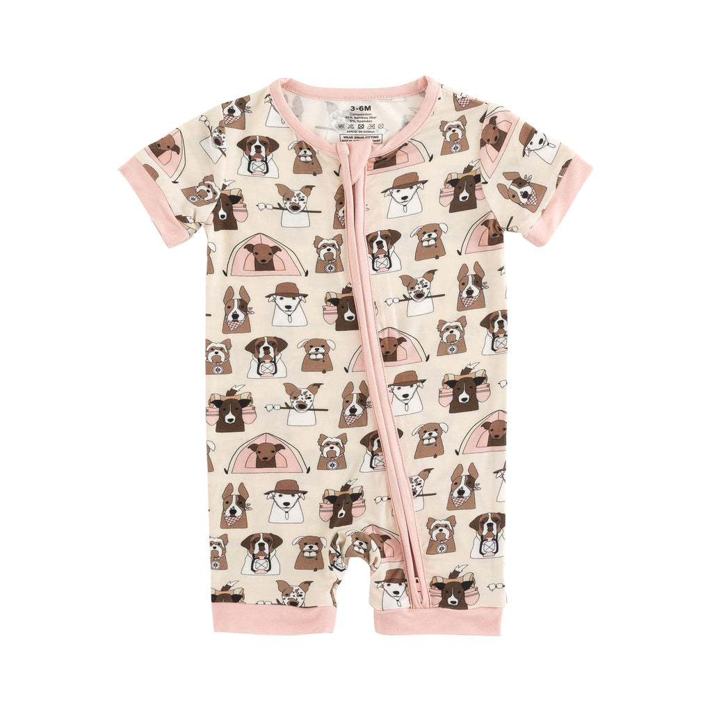 Camp Paws Bamboo Baby Romper – Pink