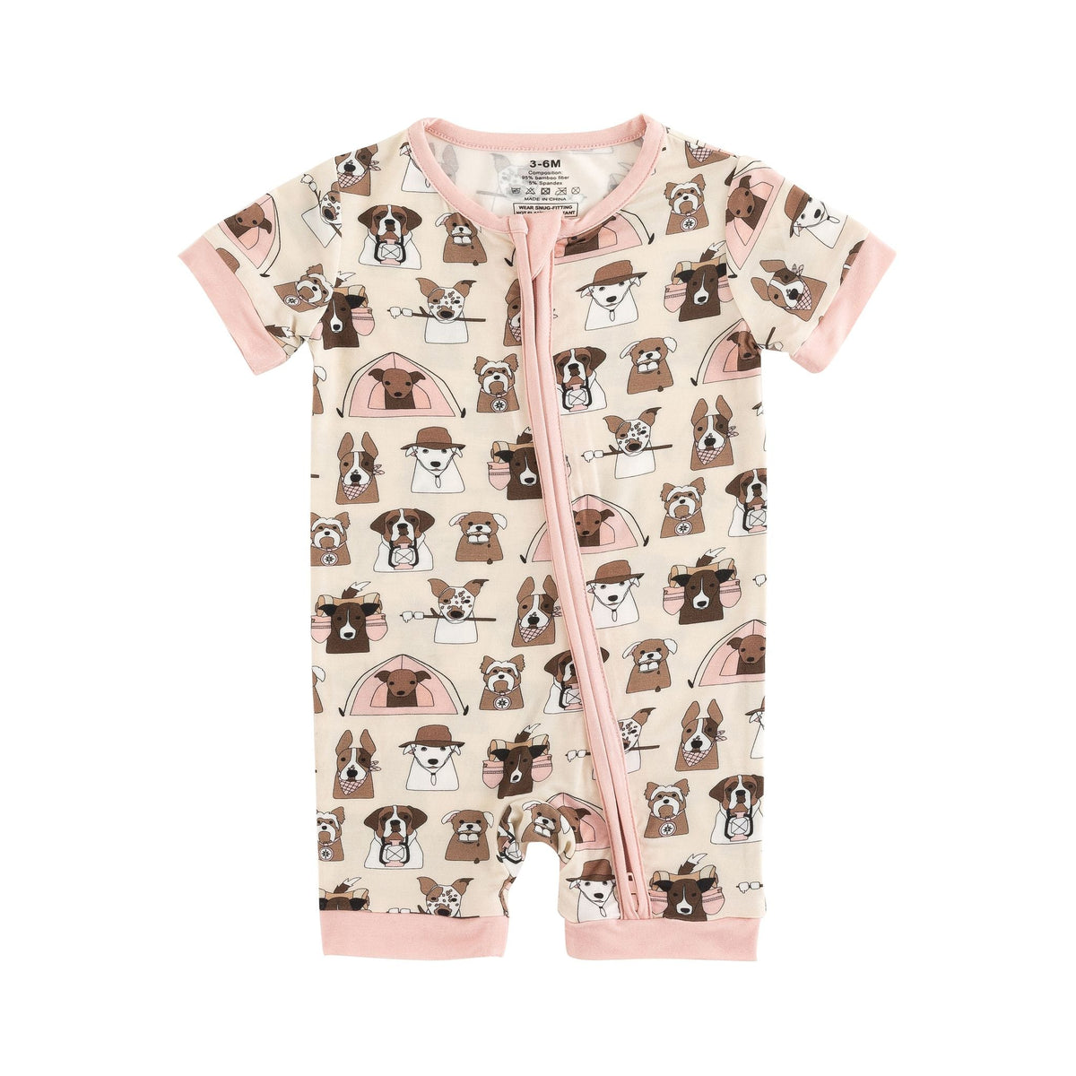 Camp Paws Bamboo Baby Romper – Pink