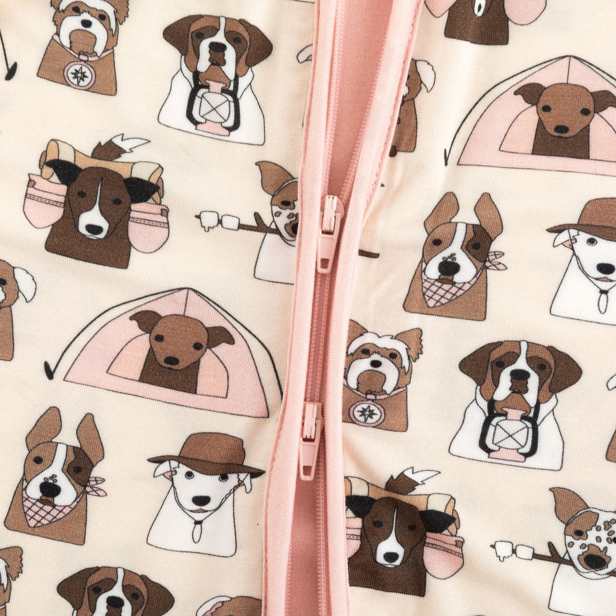 Camp Paws (Convertible Zip Footies) - Pink