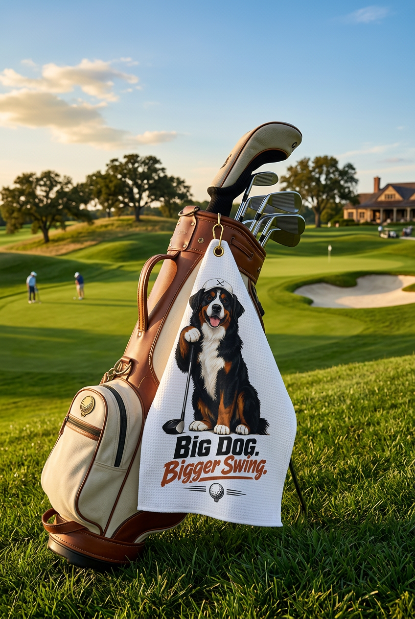 Bernese Mountain Dog Microfiber Golf Towel