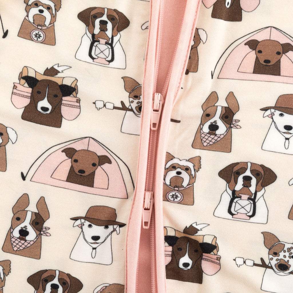 Camp Paws Bamboo Baby Romper – Pink