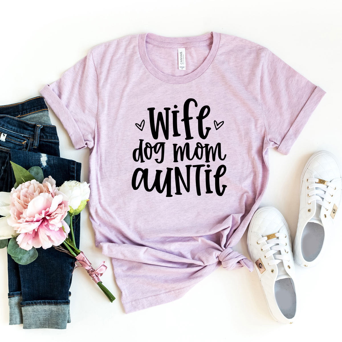 Wife, Dog Mom, Auntie T-Shirt
