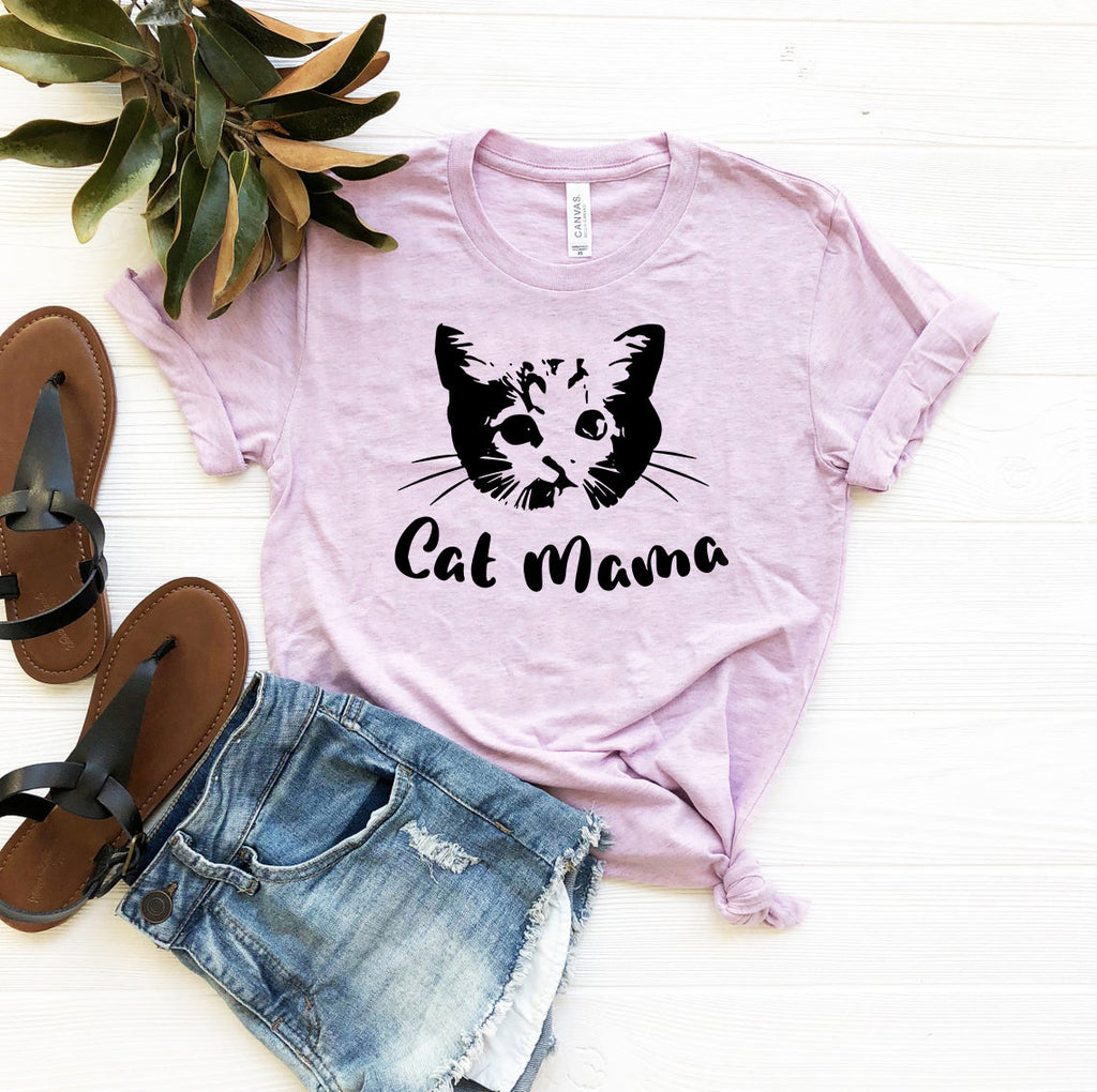 Cat Mama Graphic T-Shirt – Heather Cotton