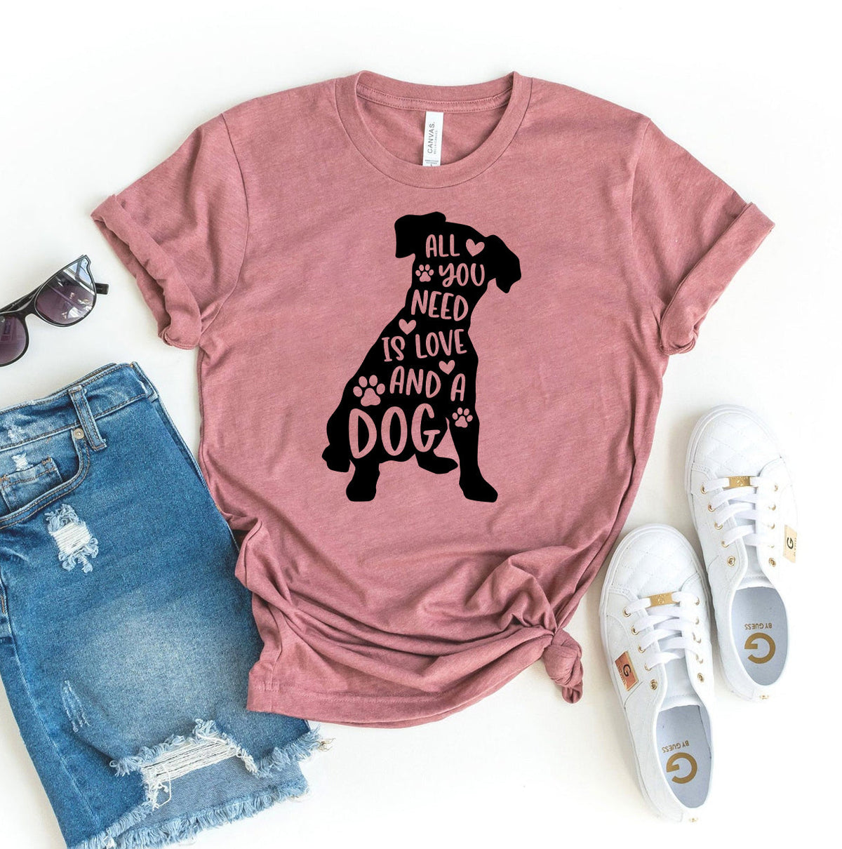All You Need Is Love And A Dog T-Shirt – Pastel Colors