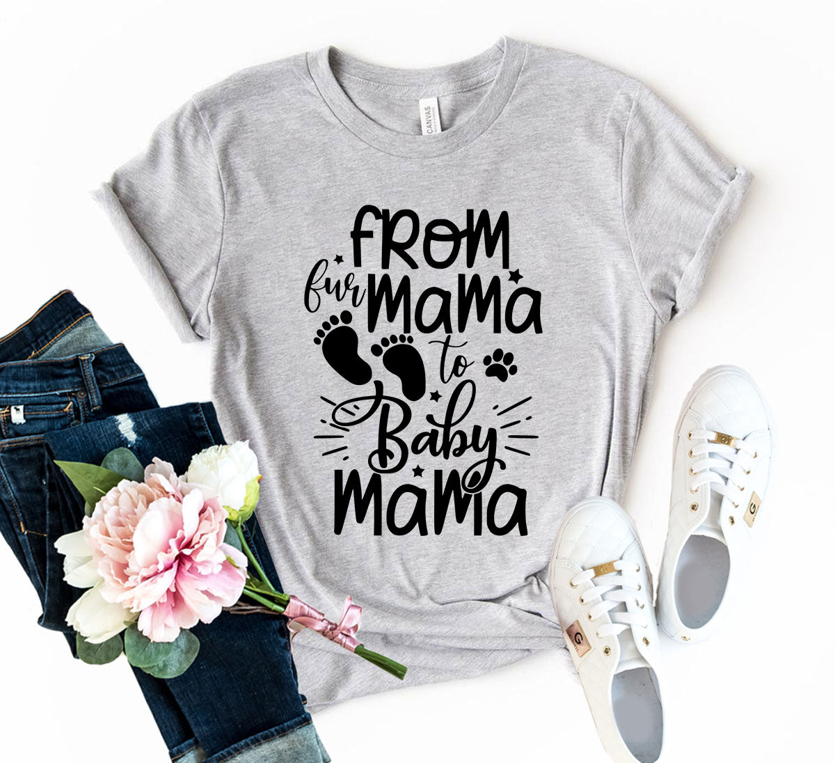 From Fur Mama to Baby Mama T-Shirt – Heather Colors