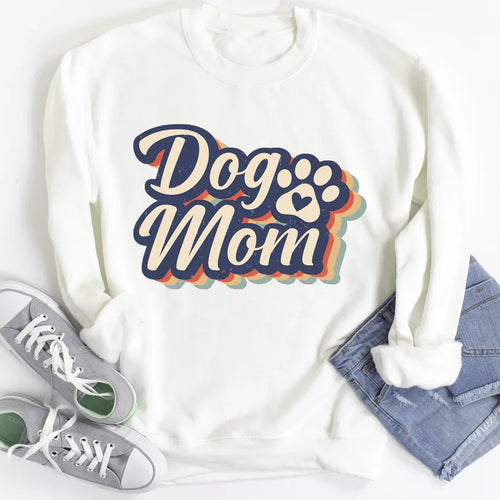 "Dog Mom" – Cozy Pet Lover Fleece Crewneck Sweatshirt