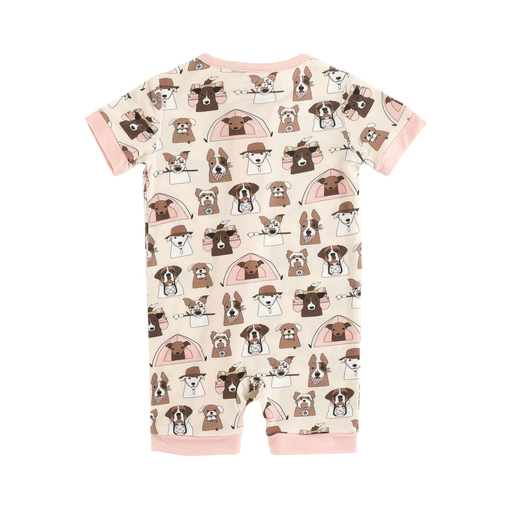 Camp Paws Bamboo Baby Romper – Pink