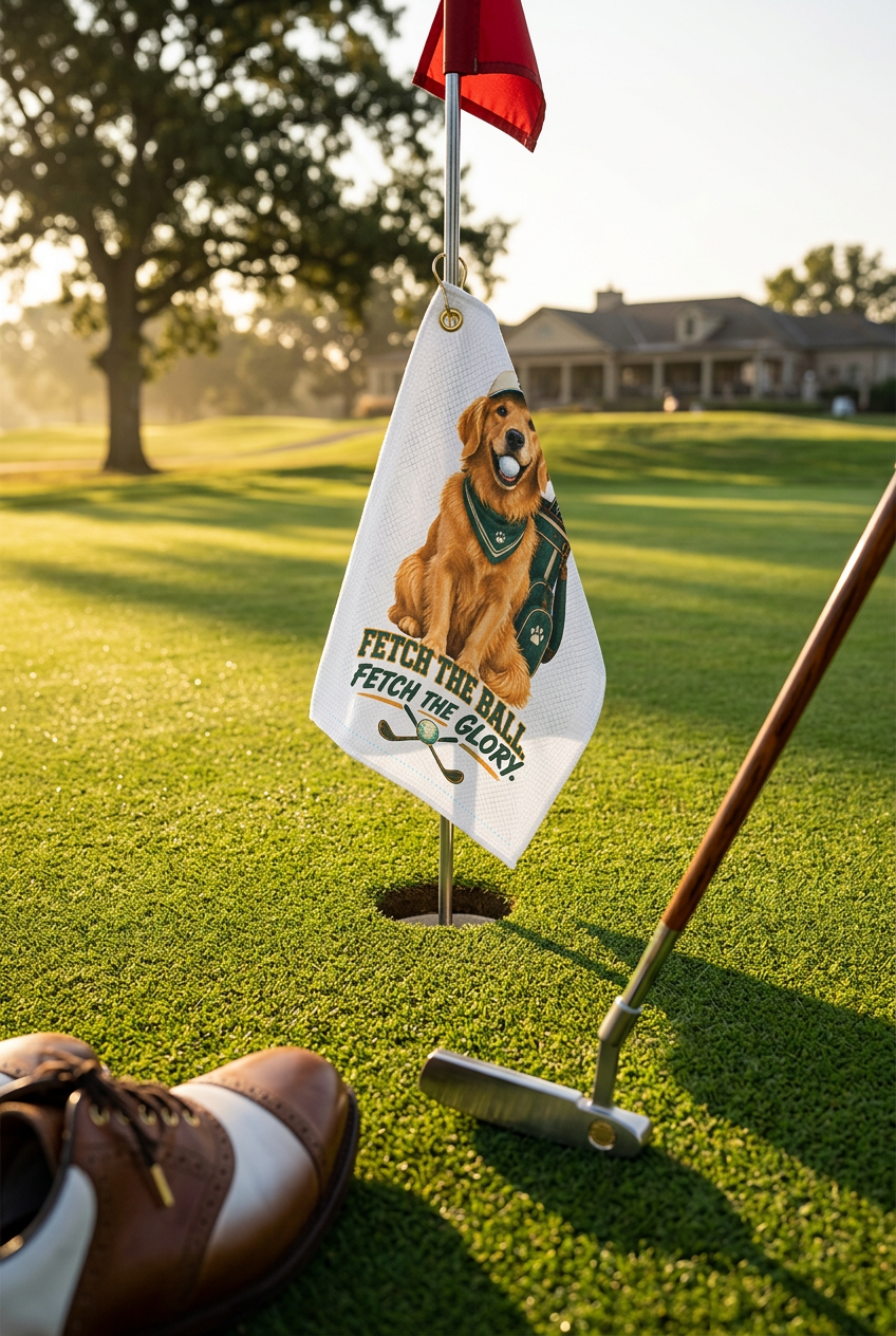 Golden Retriever Golf Towel – Waffle Microfiber
