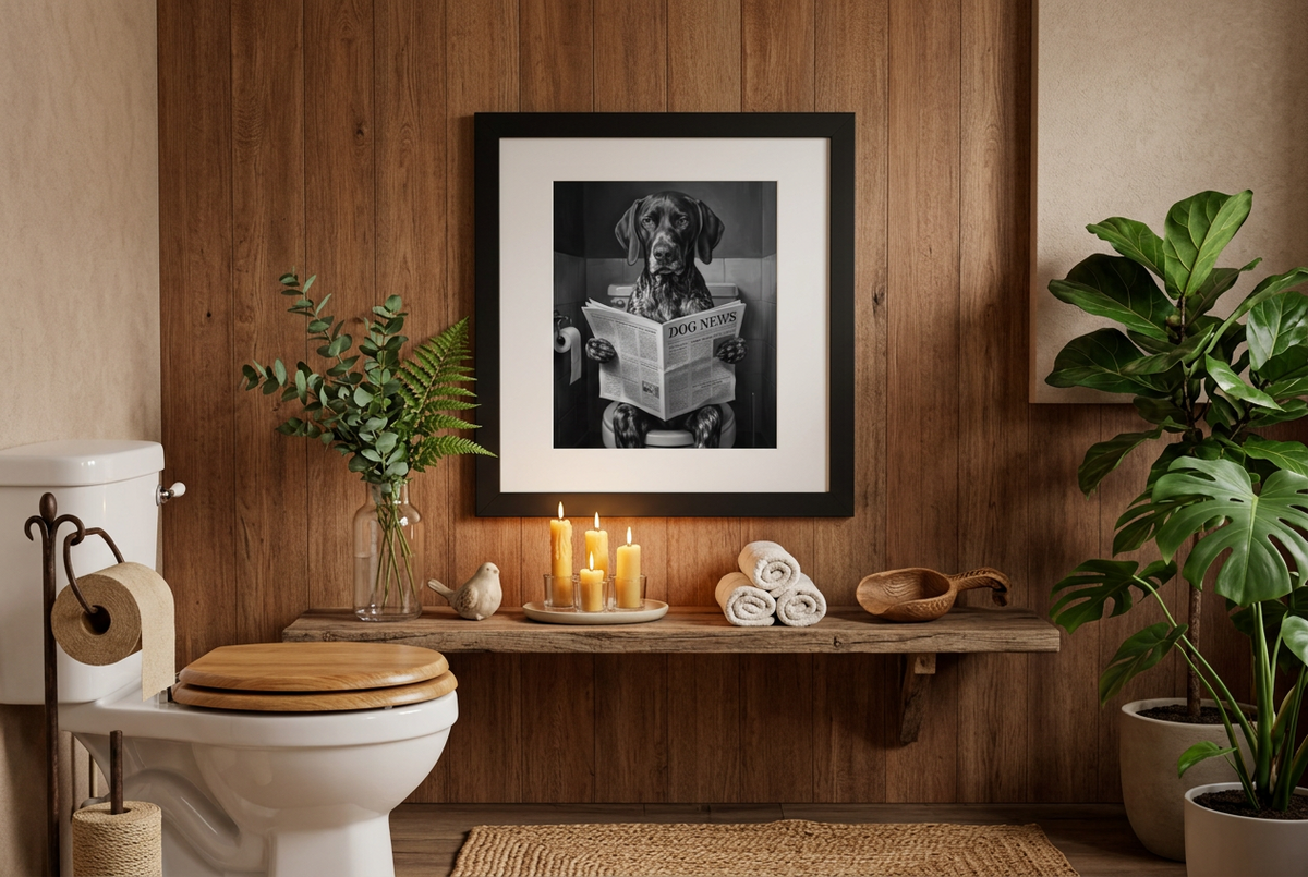 German Shorthaired Pointer Framed Poster | Funny Dog Bathroom Art