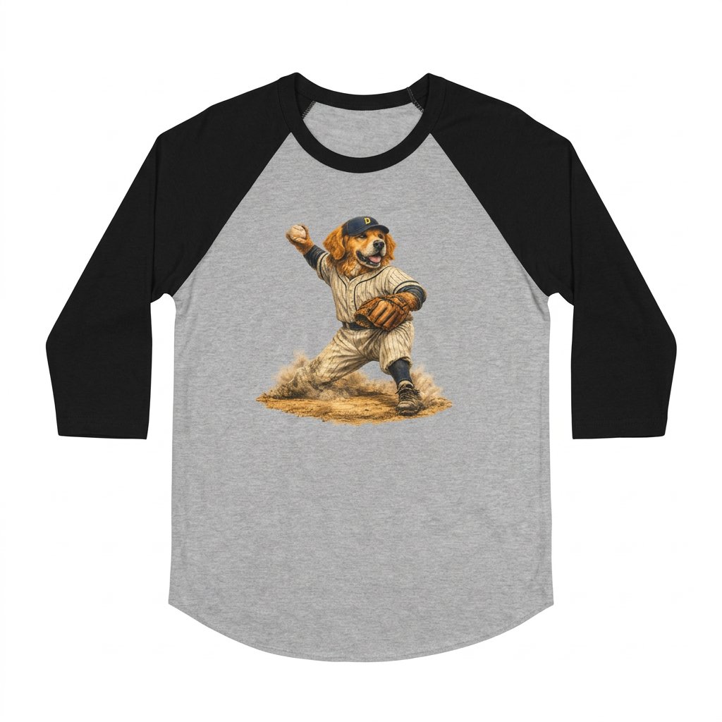 Gold Retriever Playing Ball 3/4 sleeve raglan shirt