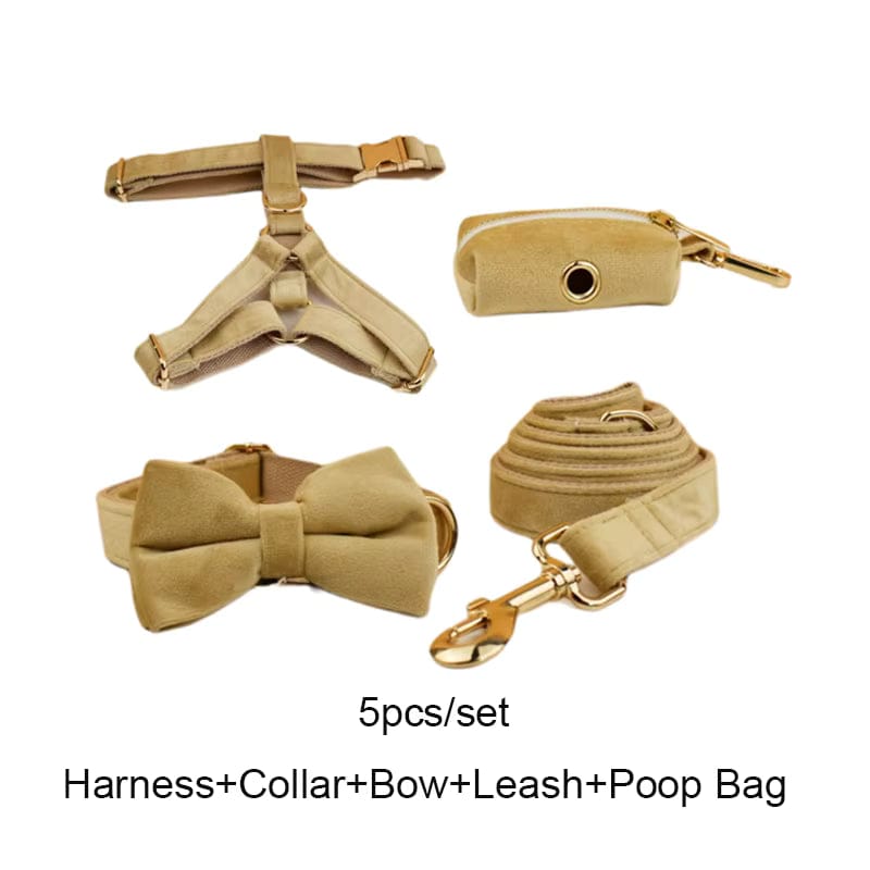 Nude Velvet Personalized Dog Harness & Leash Set