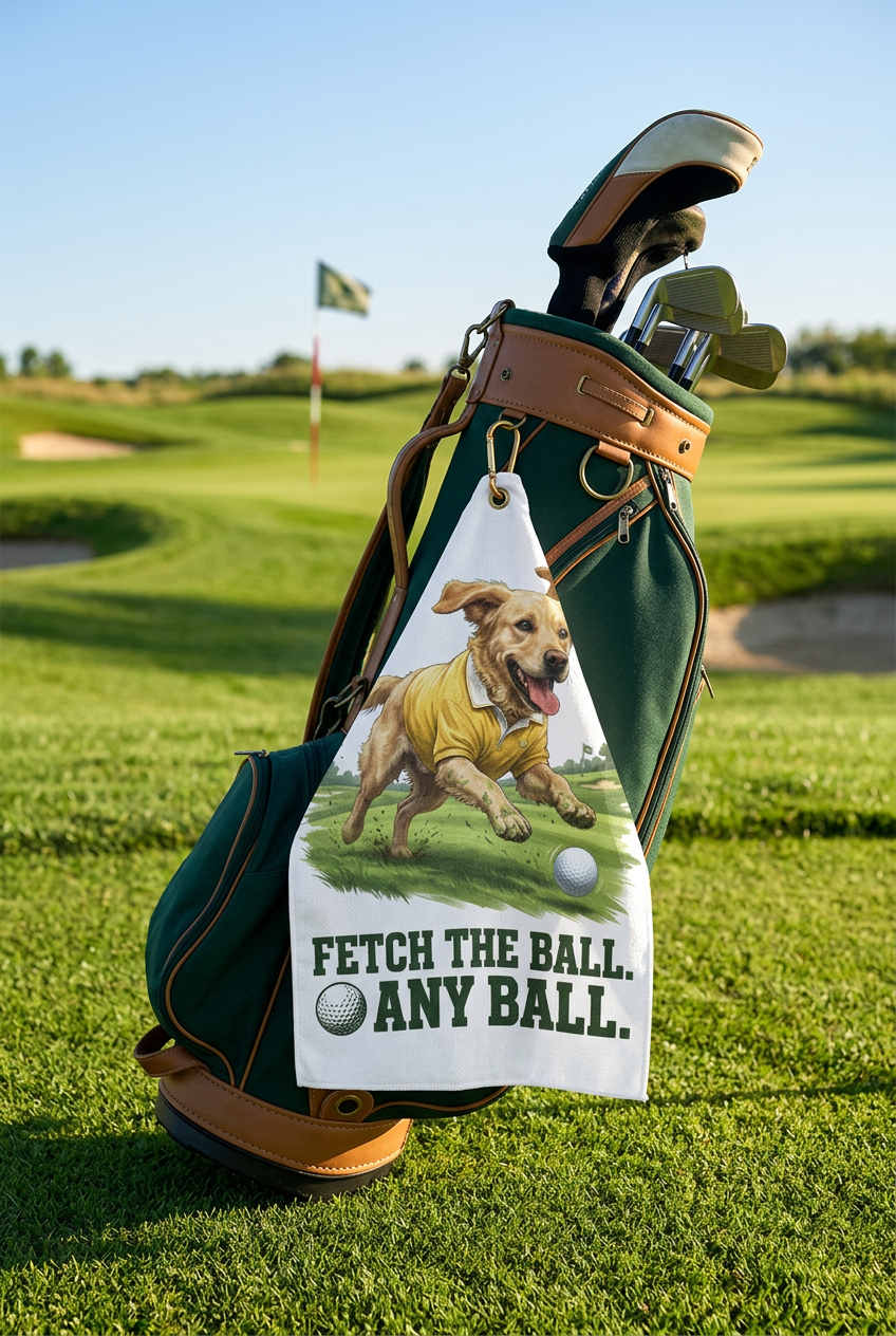 Yellow Lab Microfiber Golf Towel – 16″ × 24″